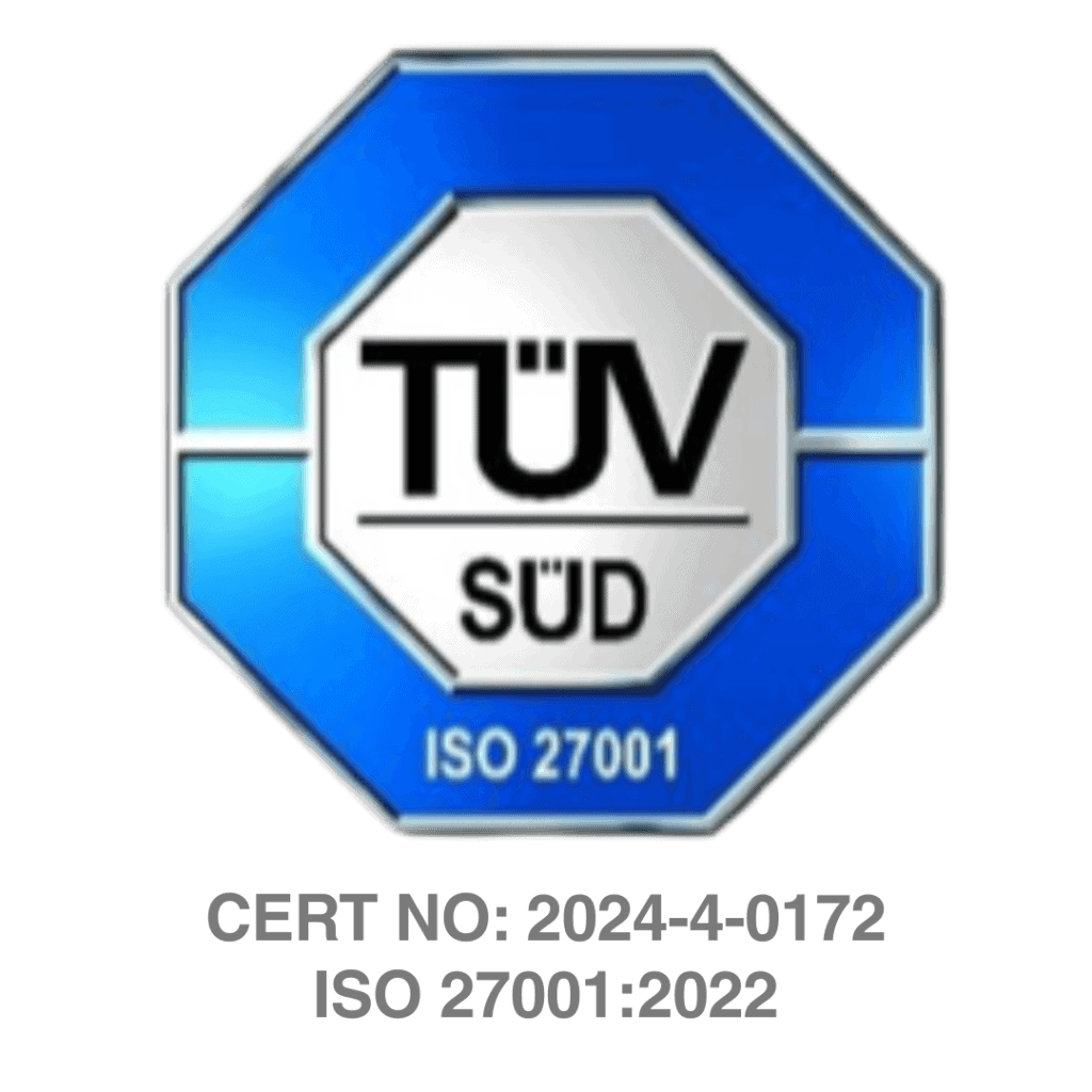 ISO 27001 certification badge logo for BEST Software Indonesia demonstrating compliance with information security management standards powered by Pro Int