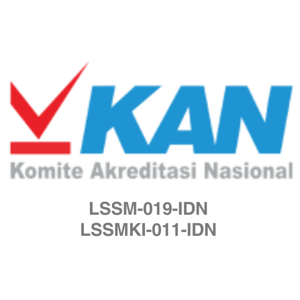 LKN logo with red checkmark and blue text representing the Kementerian Akreditasi Nasional symbolizing certification and accreditation services in Indonesia