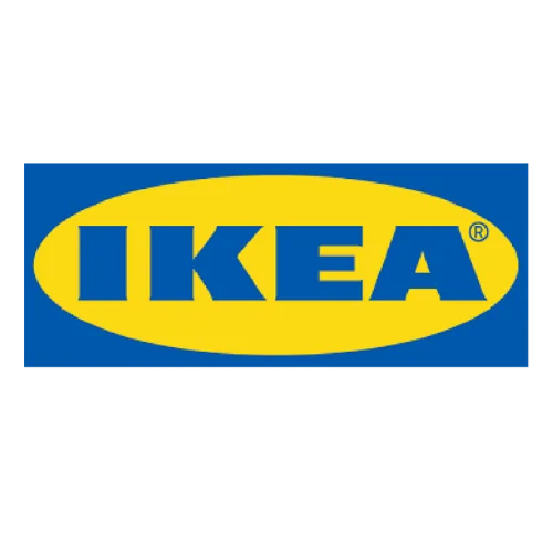 IKEA logo on blue background, iconic furniture and home decor retailer, well-known for modern designs and affordable prices.