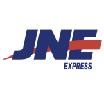 JNE Express logo on a dark background prominent courier and logistics branding representing fast delivery services in Indonesia
