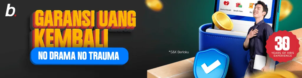 Promotional banner for BEST Software Indonesia by Pro-Int featuring a wallet, coins, and a man with a shield, emphasizing financial security and trust.